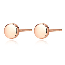Rose Gold Plated 925 Sterling Silver Round Stud Earrings